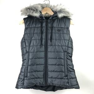 Adidas Glittery Black ‘Feminine’ Fur Hood Vest